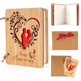 5th Wedding Anniversary Card, Handmade Wooden Anniversary Card, 5 Year Anniversary Card with Loving Couple, Anniversary Card for Wife Husband Boyfriend Girlfriend Parent