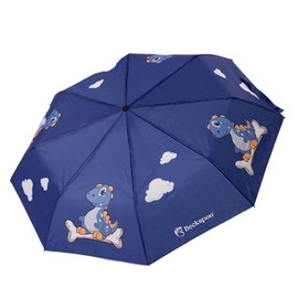 Beckspon Foldable Umbrella for Kids with LED Flashlight, Foldable Dinosaur Blue