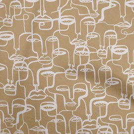 oneOone Velvet Light Brown Fabric Abstract Face Abstract Quilting Supplies Print Sewing Fabric by The Meter 58 Inch Wide
