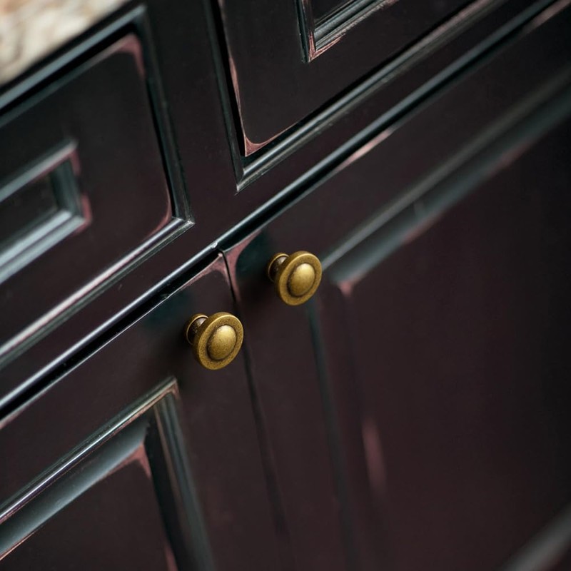 Goo-Ki 6 Pack Antique Brass Domed Cabinet Knobs with Vintage
