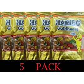HARIBO 5x Haribo Gummy Bears Fruit Chewy Candy Gummi ~ Goldbears ~ 14 oz Bag - 5 PACK