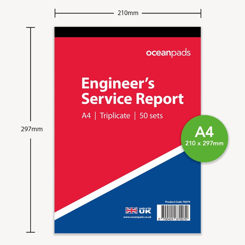 Ocean Pads Engineer Service Report Book with Inspection Description Timesheet