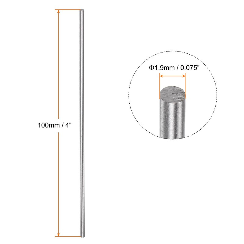 sourcing map 15 Pieces Round Rods 1.9mm x 100mm High