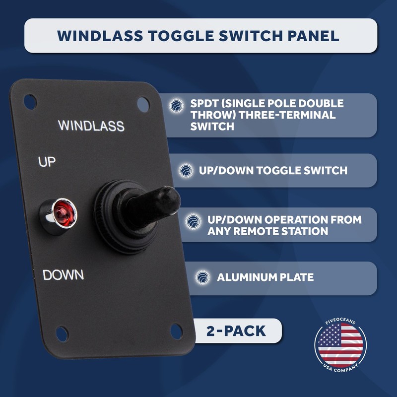 Five Oceans Toggle Boat Anchor Windlass Switch, 2-Pack, Controlling Up/Down