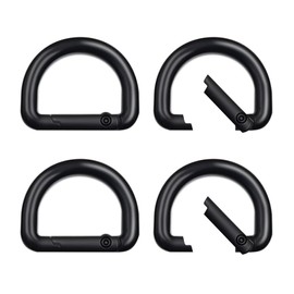 HappyHome D-ring 1.0 inch (25 mm) Set of 4 Spring Hooks, Buckles, Bag Hardware, Accessory Metal Parts (Black, Inner Diameter: 1.0 inches (25 mm)