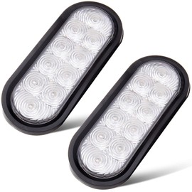 LBRST 2x 6 Oval Clear LED Trailer Tail Lights 10LED Waterproof Turn Signals Trailer Lights w/Grommet Plug for Truck RV Boat Bus Lorry Camper Van Caravan