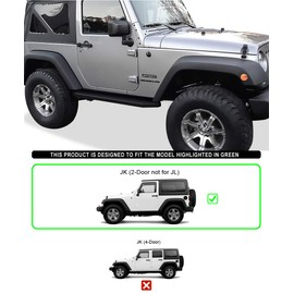 APS Black Running Boards Style Compatible with Jeep Wrangler JK 2007-2018 2-Door (Factory Sidesteps or Rock Rails Have to Be Removed) (Nerf Bars Side Steps) 6in Wide Aluminum