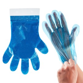 Blue Disposable Poly Gloves, 6000 Pack, One Size with Hang Tab, for Restaurants, Pastry Shops, Deli Shops and Grocery Stores