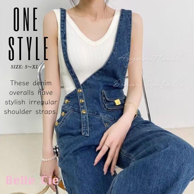 [Belle Cie] Denim Overalls Wide Pants, Jeans, Overalls, Ladies' (ST/No.27999),