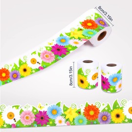 JOINFANXIN 67.9 Ft Spring Bulletin Board Borders Die-Cut Bulletin Borders Flower Shape Rolled Bulletin Board Trim for School Classroom Office Chalkboard Decor