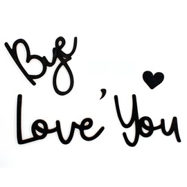 Love You Bye Above Door Sign, Love You Bye - Modern Black Wall Art W/Hanging Kit for Home Entrance Decor, Family Greeting Sign for Hallway Stairs & Bedroom Doorway (Black)