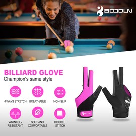 YFY Billiard Pool Gloves for Left Hand 3 Finger, Splicing Process, Snooker Cue Sport Glove Popular Sizes for Men & Women