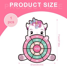 EIHI Unicorn Gifts for Girls, Unicorn Toy, Unicorn Gifts Children Velcro Dartboard with 12 Sticky Balls and a Hook, Indoor and Outdoor Dart Throwing Game Set for Children, Pack of 14, bronze