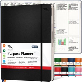 Roterunner Softcover Purpose Planner Notebook B5 7.5 x 9.8 Undated Daily Planner 2024-2025 Daily Weekly and Monthly Productivity Planner Life Planner ADHD Planner for Adults Self Care Journal