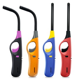 4 Pack Lighter Refillable Butane Lighters, Candle Lighters for Candle Camping Fireplace Party BBQ Grill(No Fuel)