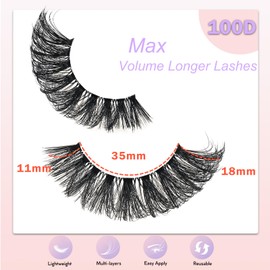 FenBair Lashes False Eyelashes Natural Wispy Fake Lash Strips 100D Big Long 18mm Strip Lash Clusters Cat Eye Volume Mink Eyelash Pack Fluffy Eye Lashes Natural Look Short Cateye Full Pestañas Sets