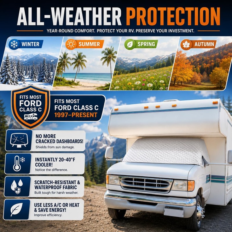 LATCH.IT RV Front Windshield Cover Class C | Front Motorhome,