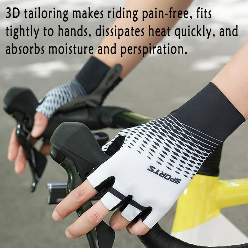 Generisch MTB Gloves, Half Finger Summer Cycling Gloves for Men