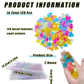 120PCS Mini Resin Animals Mixed, Tiny Resin Animals, Tiny Glow In The Dark Dollhouse Decor, Mini Ducks Turtles Glass Animals for Fairy Garden Aquarium Dollhouse Decor Mini Toys