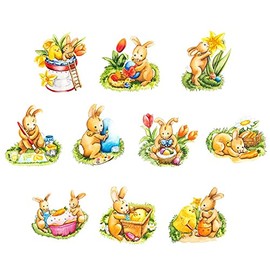Ideen mit Herz 3D Motifs, Cut-Out, Approx. 7-10 cm, Pack of 10 Pictures for Crafts & Decorating, Make Your Own Greeting Cards, Picture Motifs for Scrapbooking and DIY Decoration (Easter Bunny 02)