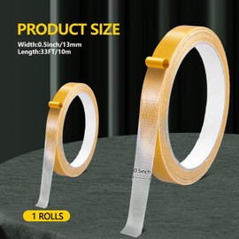 Double Sided Fabric Tape Heavy Duty for Hem, Fashion Dress, Cloth, Curtains, High Adhesive Sticky but Removable and Residue Free, No Sewing or Ironing Need, Multipurpose, 0.5 in x 33FT/10m (1)