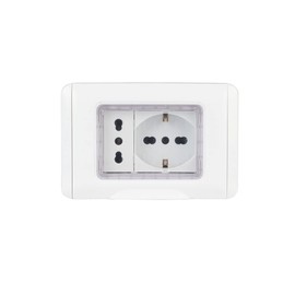 POLY POOL - PP6097X Pre-Assembled Outdoor Flush-Mounted Kit with Double Waterproof Socket - External Wall Socket with Dual Socket and Schuko Socket - Bracket and Mounting Screws