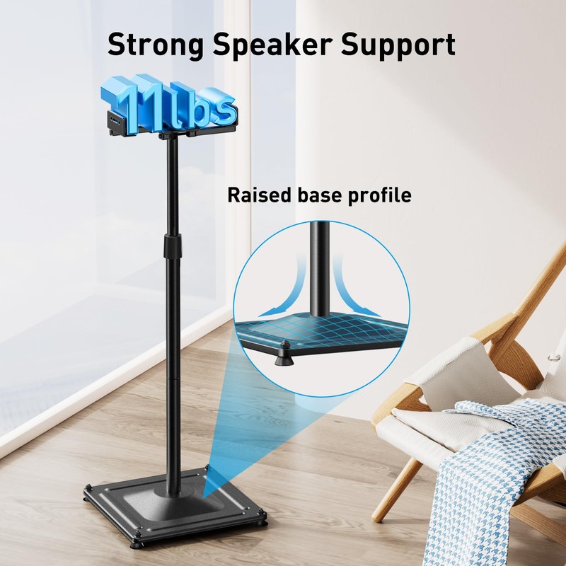 PERLESMITH Universal Speaker Stands for Surround Sound -Height Adjustable Extend