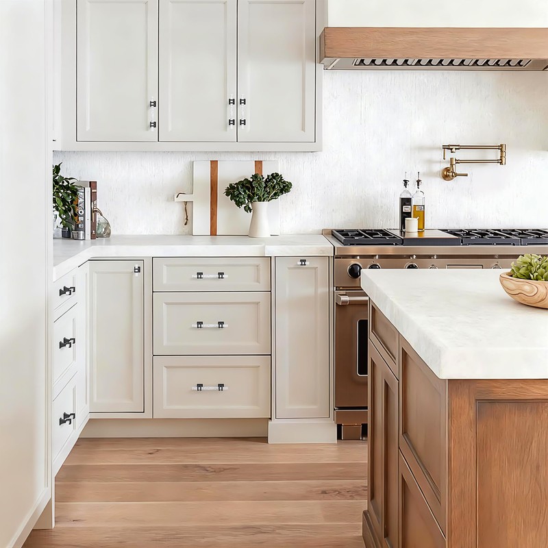 Haliwu 10 Pack White Marble Grain Cabinet Pulls, 3 inch