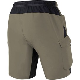 Men's Mountain Bike Shorts 3D Padded Bicycle MTB Shorts Loose-fit Lightweight MTB Cycling Shorts (Khaki-L)