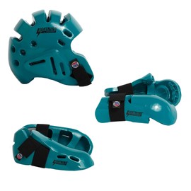 Proforce Lightning Martial Arts Protective Sparring Gear Bundle - Headgear, Gloves, Ultra Kicks (Teal, X-Large)