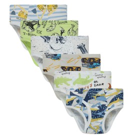 Boboking Little Boys Briefs Green Dinosaur Truck Toddler Kids Underwear (Pack of 6) 3/4T