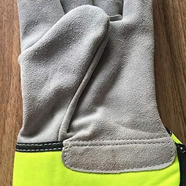 Derby Hi-Vis Real Leather Childrens Kids Toddlers Rigger Work Gardening Gloves (10-12 years)