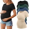 Huukeay 4 Pack Women's Maternity Shirts, Crew Neck Maternity Top