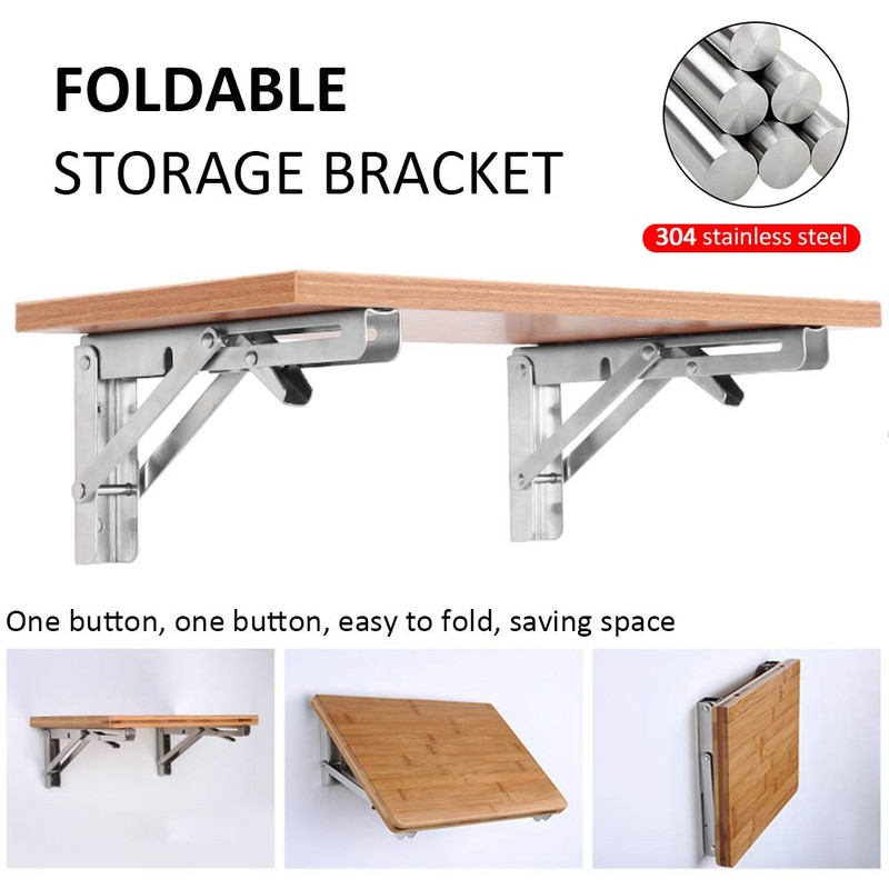 Storystore Folding Shelf Brackets - 10 Inch Heavy Duty Stainless