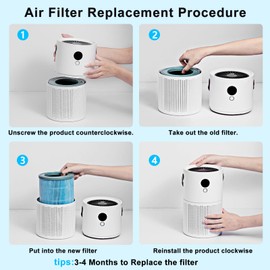 Sccaty Air Purifier SC-AP002 Replace Air Filter, H13 True HEPA Filter 3-In-1 Layers, Pre Filter for filtrate Big Impurities, H13 HEPA Filter Purify Mutiple Dust, Activated Carbon Filter Clean the Air