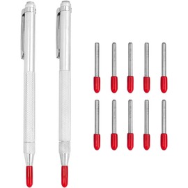 Bestgle 2-Pack Tungsten Carbide Scriber with Magnet, Premium Aluminum Carbide Scribe Tool Etching Pen, 10 Replacement Tips - Ideal for Glass, Ceramics, Metal