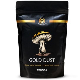 Variety Mode Gold Dust Cocoa Mushroom Coffee (240g - 30 Servings) | Mushroom Powder Containing Lions Mane, Reishi, Chaga & Ashwagandha | For Focus, Energy & Calm - 100% Natural, Organic, Vegan