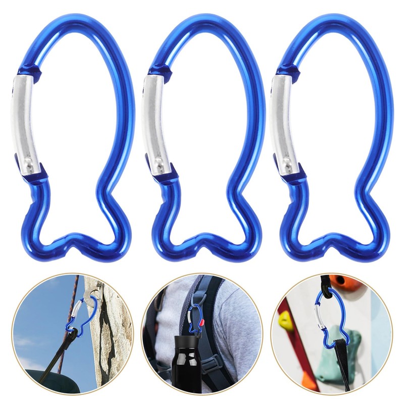 VICASKY One-sided spring buckles in fish shape, carabiner hooks, hiking