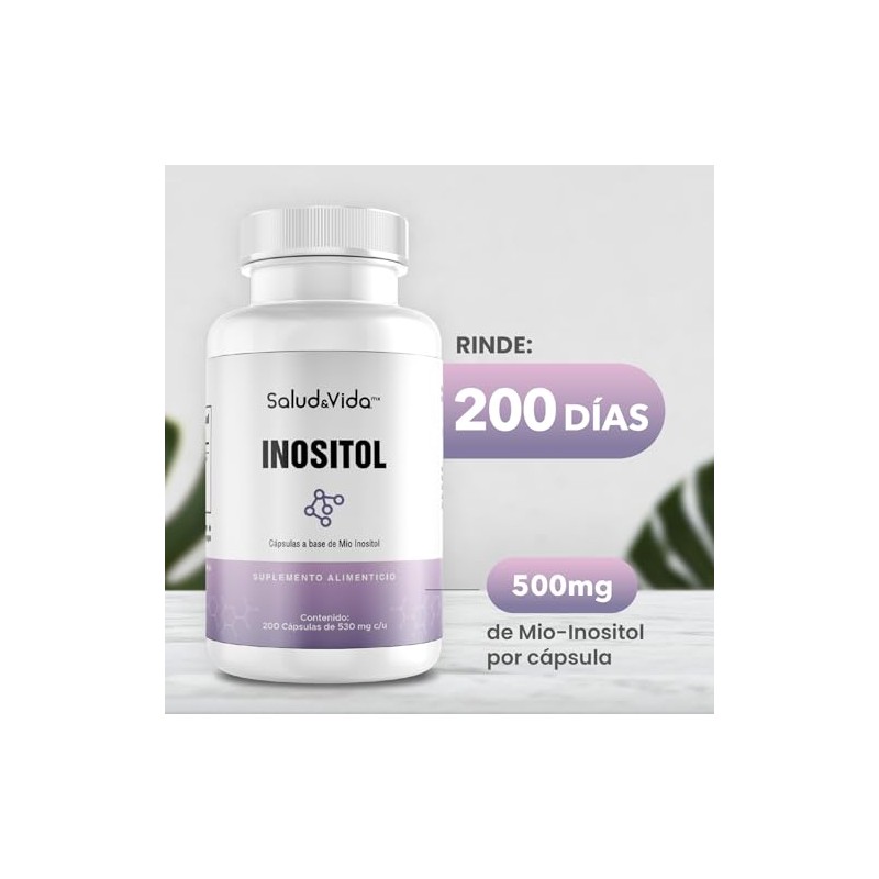 Myo Inositol Puro 500 mg 1 al Día 200 Cápsulas