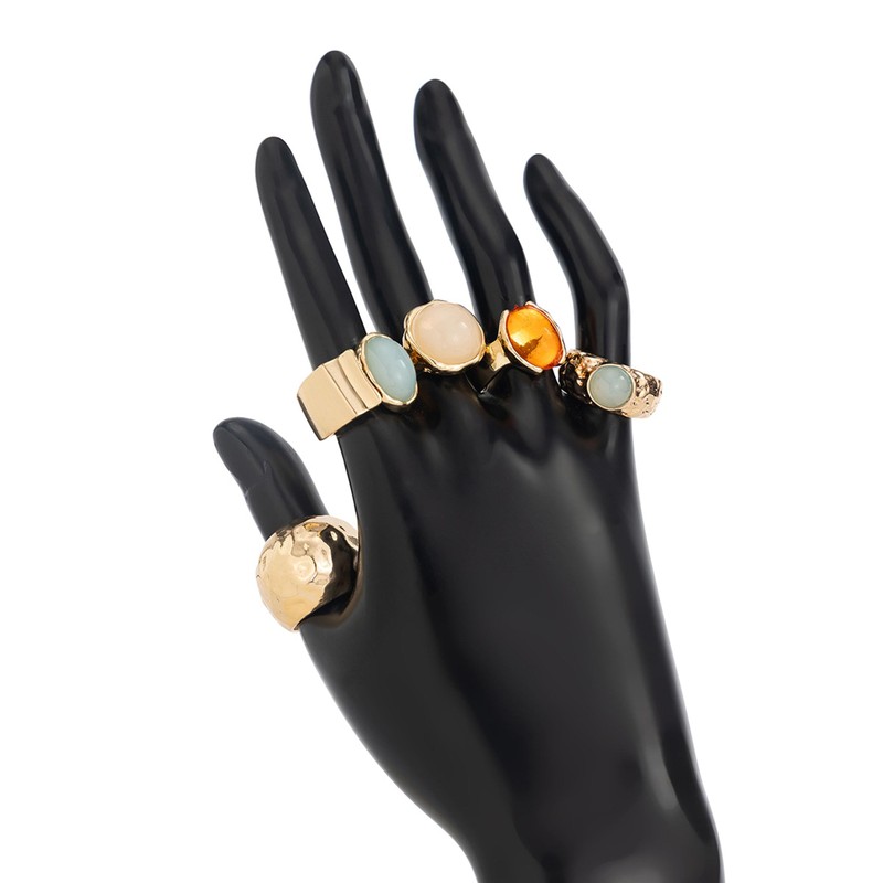 Your Always Charm Chunky Gold Ring Set - Stackable Crystal