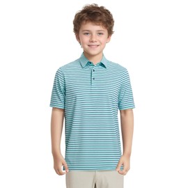 M MAELREG Boy Golf Polo Striped Short Sleeve Moisture Wicking Summer Fashion Casual Youth Polo Shirts Size 6-18