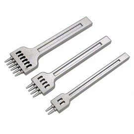 MoToNa Round Hole Punch Leather Craft Tool Hole Drilling Punch Set 4mm Interval 2 4 6 Teeth Leather Punch Sewing Hole Punch Tool 3-Piece Set