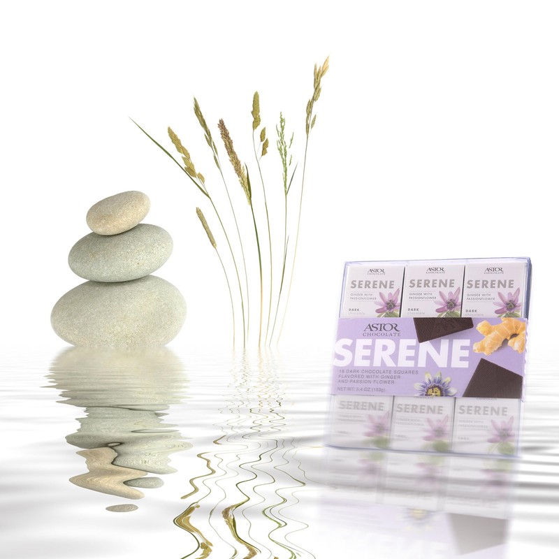 Astor Chocolate Serene Dark Chocolate Ginger with Passion Flower Squares