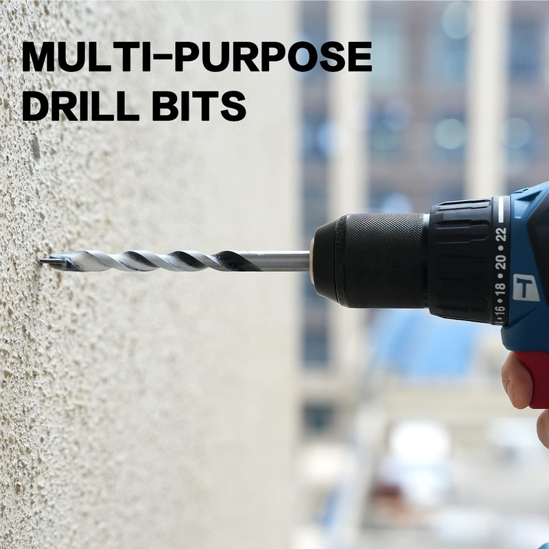 GMTOOLS 10pcs Masonry Drill Bits Set, 1/8 to 1/2" Concrete