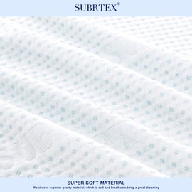 subrtex 4 Inch Mattress Topper Cover Mattress Protector Bedding Topper Cover Removable and Breathable Encasement for Latex Cool Mattress Protectors with Zipper with Adjustable Straps (Twin,White)