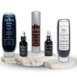 Kit para Piel Grasa y Acné |Gel Hidratante Facial Piel Grasa, Suero de Ácido Salicílico 2%, Suero de Niacinamida 10%, Gel Limpiador Exfoliante Facial y Mascarilla de Arcilla Negra con Carbón Activado | Tu Piel Dra Lietza