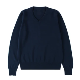 Blostirno Girls V-Neck School Sweater, Uniform, Student, Plain, Cotton, High School Girls, nvy, M