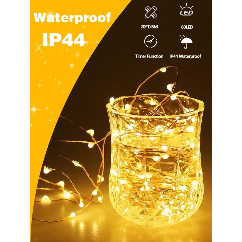 8 Pack Each 20FT 60LED Fairy Lights Battery Operated with