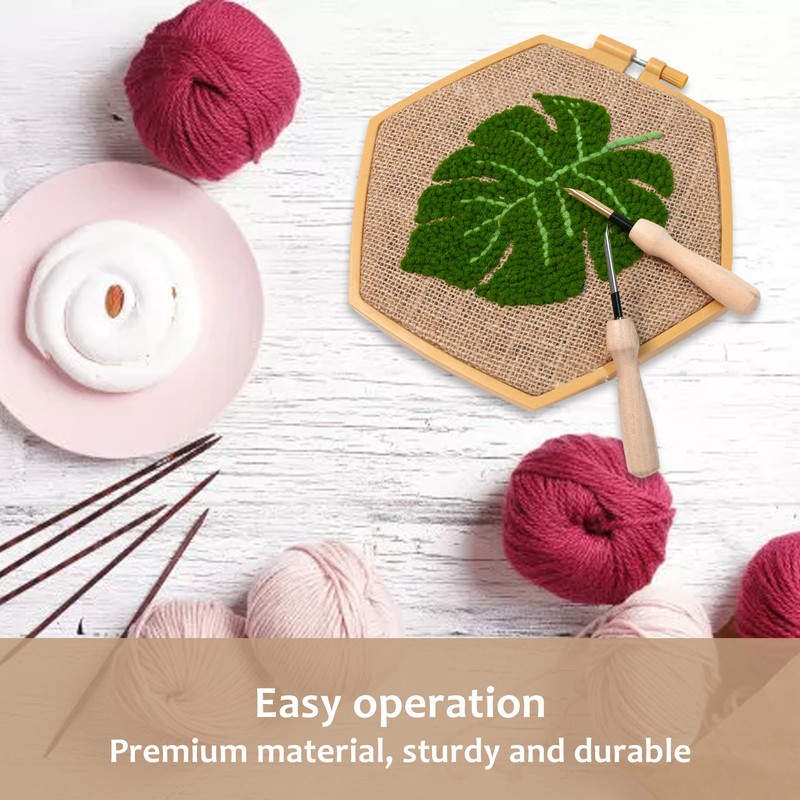 Punch Needle Kit Hex Hoop Glossy Frame Easy Operation Safe
