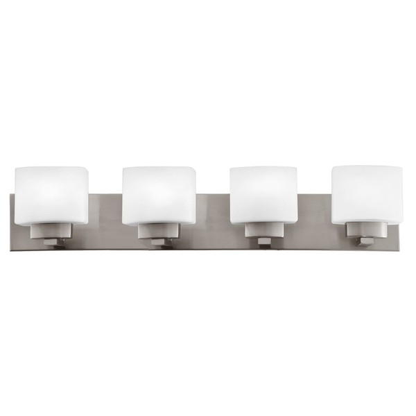 Design House 578013 Dove Creek Traditional Indoor Dimmable Light with Square Frosted Glass, 4, Satin Nickel